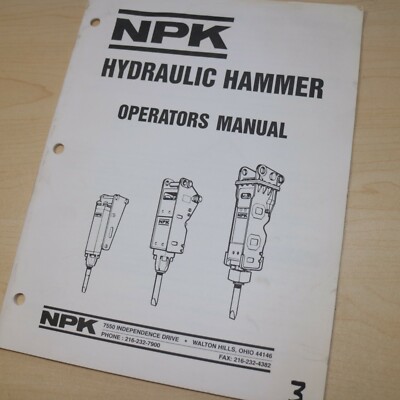 NPK Hydraulic HAMMER Owner Operator Operation Maintenance Guide Book Manual tool