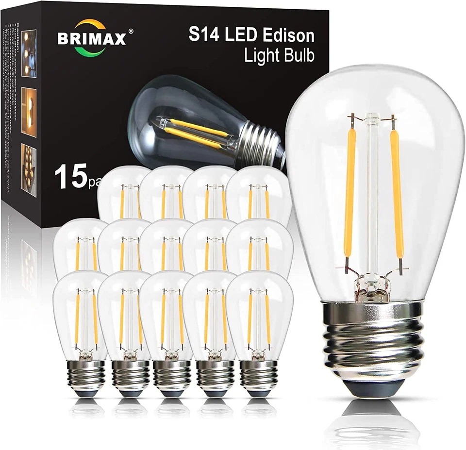 2W LED Bulb S14 E26 Replacement Shatterproof Edison Light Bulbs 20W Equivalent - Image 3 of 4