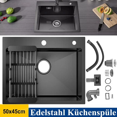 DENOTIP Fregadero empotrado de acero inoxidable Fregadero de cocina Fregadero Grifo de cocina con escurridor Juego