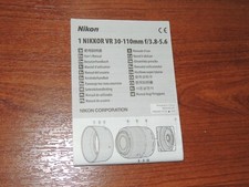 Genuine Manual User Guide for 1 Nikkor VR 30-110mm f/3.8-5.6G Lens