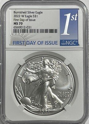 2022 W $1 NGC MS70 FDOI First Day Of Issue Burnished Silver
