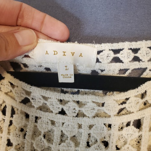 Adiva Large Crochet Lace Layering Top Cream Lacey Bohemian Granny Cottagecore  - Afbeelding 4 van 7