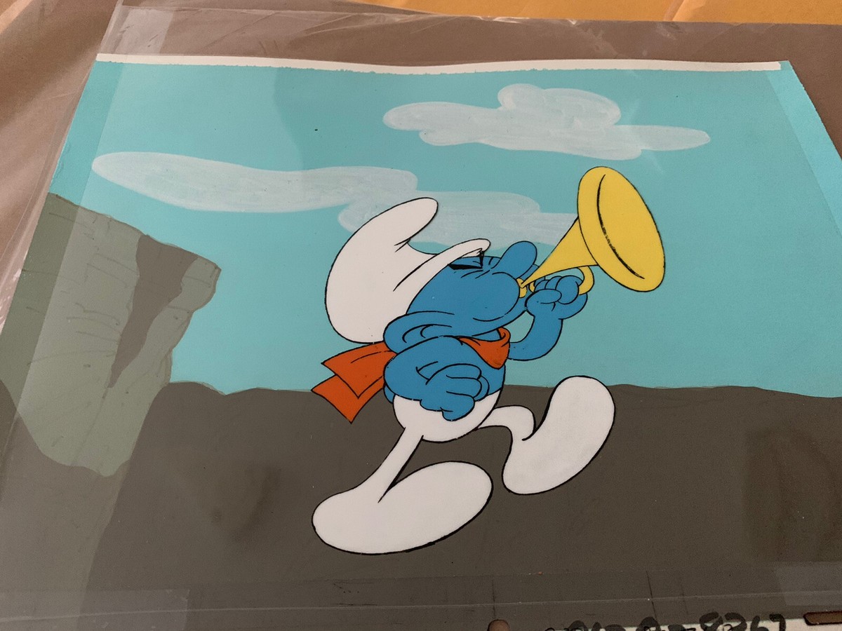 Hanna Barbera Smurfs Harmony Smurf Production Cel and Key Master