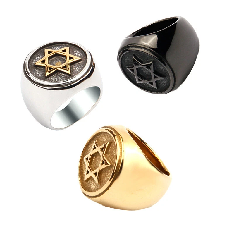Винтажное мужское кольцо со звездой с гексаграммой из нержавеющей стали со звездой Давида для мальчика - Изображение 3 из 4