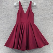 Lulus Dress Womens Small Sleeveless V Neck Red Fit Flare