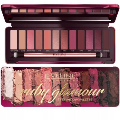 EVELINE Ruby Glamour 12 Eyeshadow Lidschatten Palette Brown Rose Nudes Pink 12g