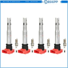 4x Ignition Coils & Spark Plugs for Audi A4 A6 A7 A8 Quattro Q5 Q6 Q7 V8 4.2L
