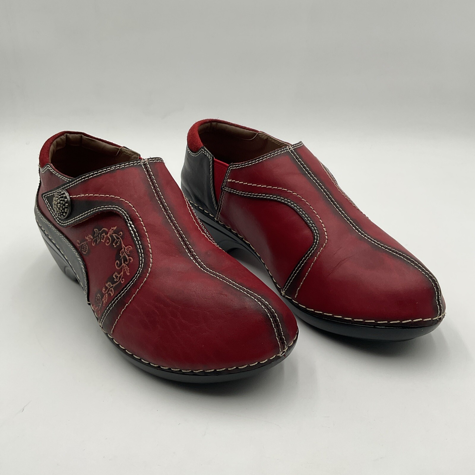 L’Artiste By Spring Step Janella Clogs Women’s 8.5 US 39 EU Red Leather Strap