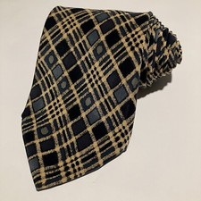 Brooks Brothers Makers All Silk Beige Blue Geometric Squares Tie Made in U.S.A.