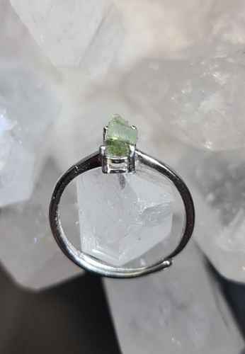 Natural Raw Moldavite Adjustable 925 Silver Ring - Picture 9 of 12