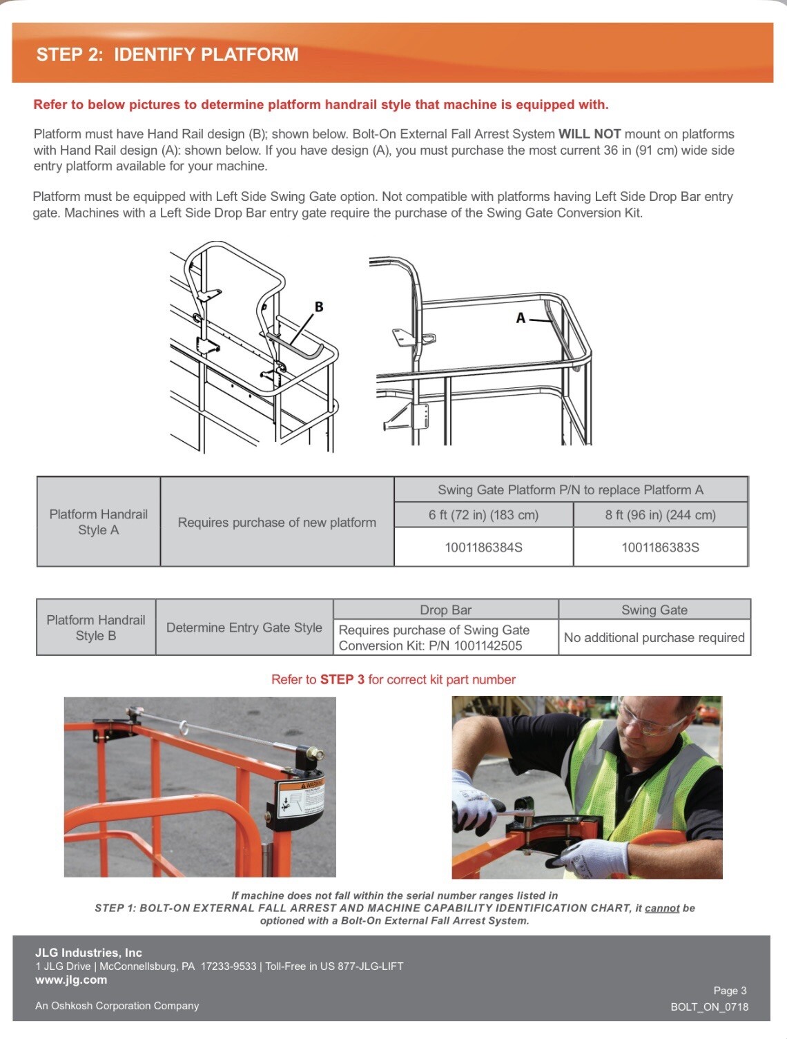 JLG 8’ FALL ARREST PLATFORM JLG PN 1001186334S eBay