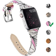 41/40/45mm Women Slim Leather Band Strap for Apple Watch Series 8 7 6 5 4 3 2 SE