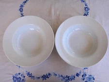 2~Macy's, The Cellar WHITEWEAR, Smooth White, Flat Rim 10" Pasta/Salad Bowls