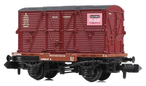 Graham Farish 377-2023K N Gauge Conflat Wagon BR Bauxite (E) Patons BD Container