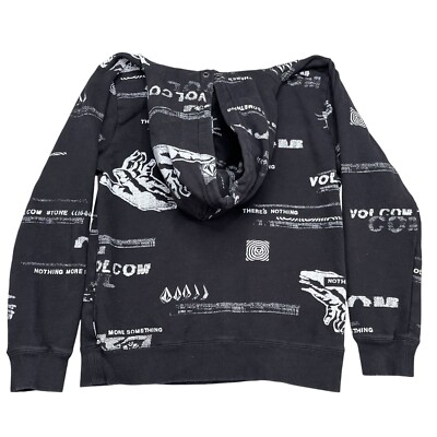 Volcom Hoodie Mens Small Black True To This Graphic Pullover All