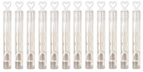 12 x MINI Luftblasenröhren Stäbe weiß Hochzeit Herz Tops gefüllte Gefälligkeiten Tischgeschenke