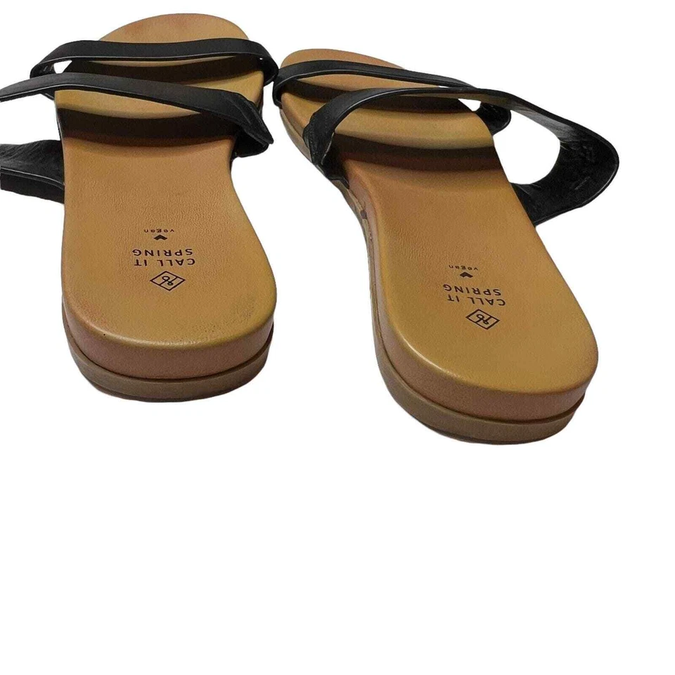 Call It Spring Double Strap Flat Vegan Sandal Size 6.5 - Image 4 of 4