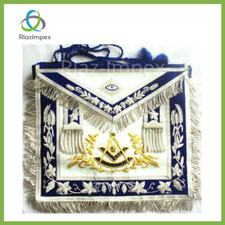 HAND EMBROIDER MASONIC Regalia GRAND MASTER PAST MASTER APRON BLUE