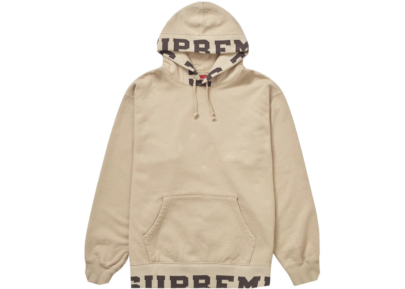 Sweat à capuche tanné logo cropped suprême