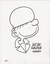 Mort Walker REAL hand Drawn & SIGNED Beetle Bailey Sketch JSA Autographed