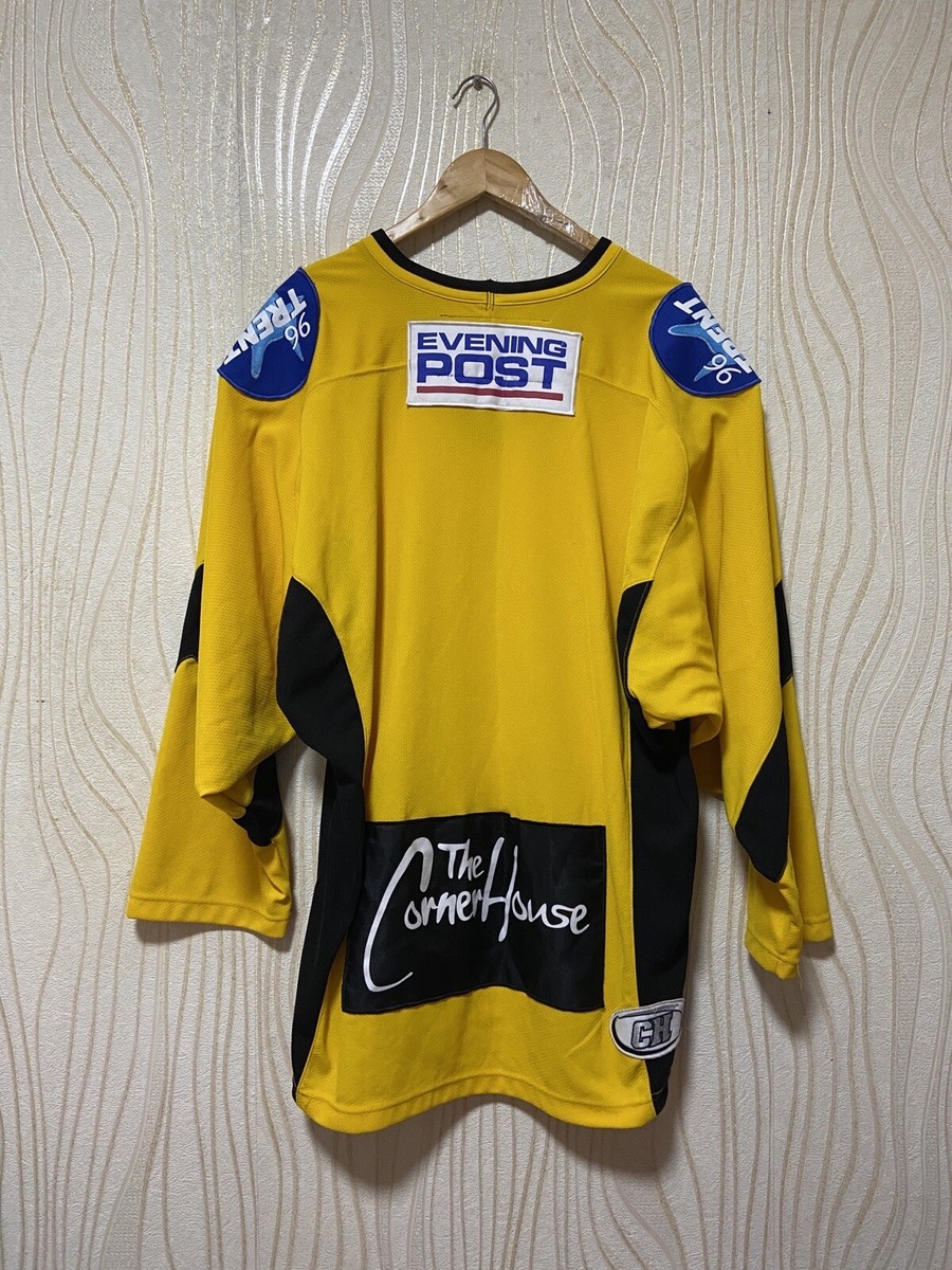 NOTTINGHAM PANTHERS HOCKEY SHIRT JERSEY sz L MEN YELLOW