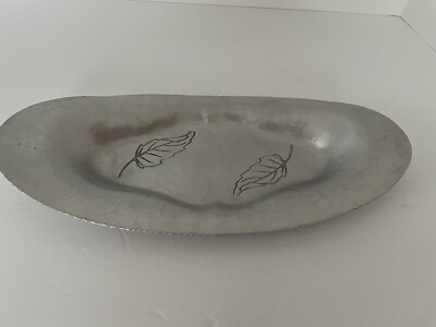 Vintage Forged Aluminum Relish  Tray Intaglio Design By E.M.P.C