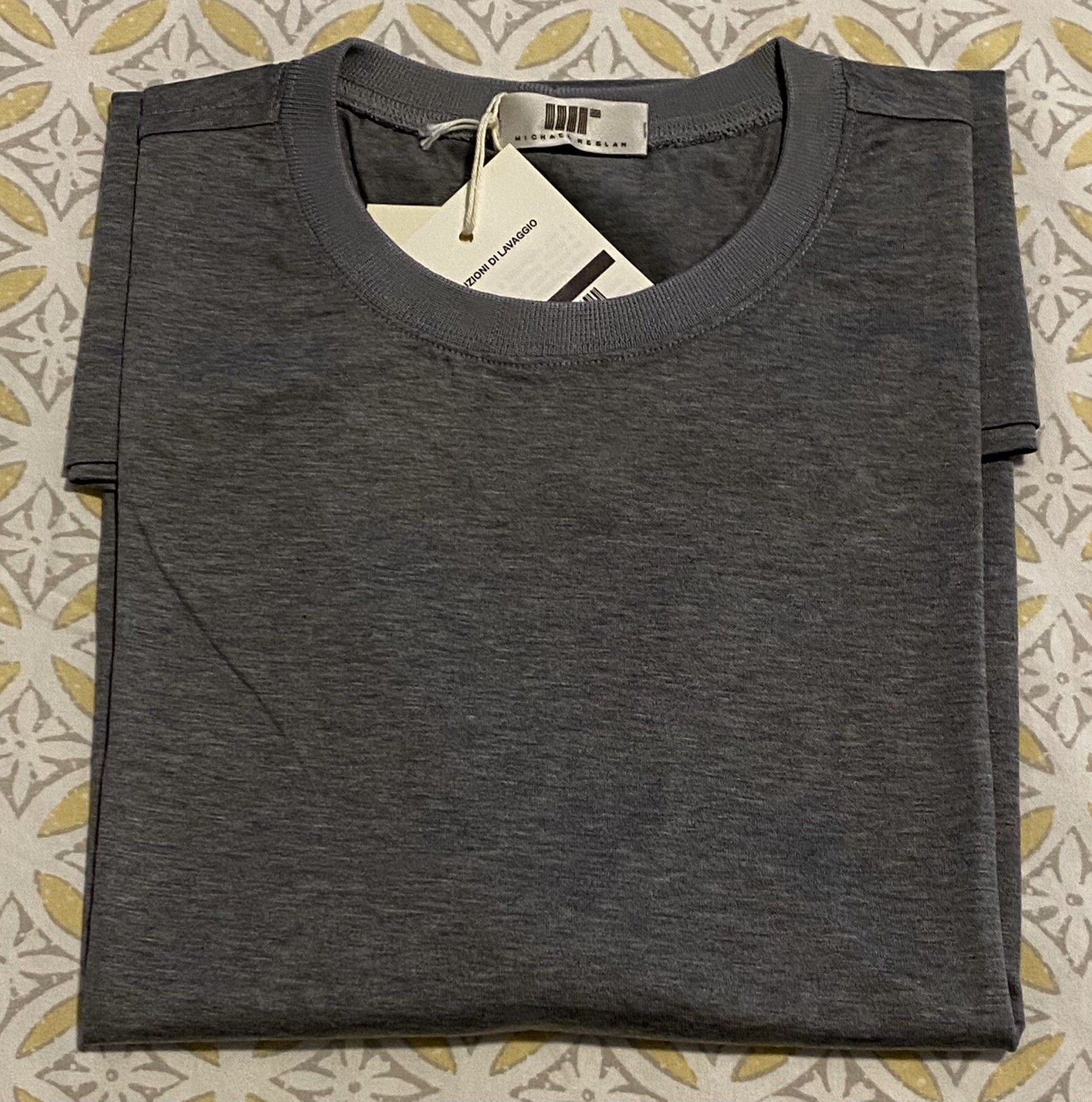 FILA New Michael Reslan Italy Men’s 100% Row Egyptian Cotton Crew Neck Grey T Shirt M