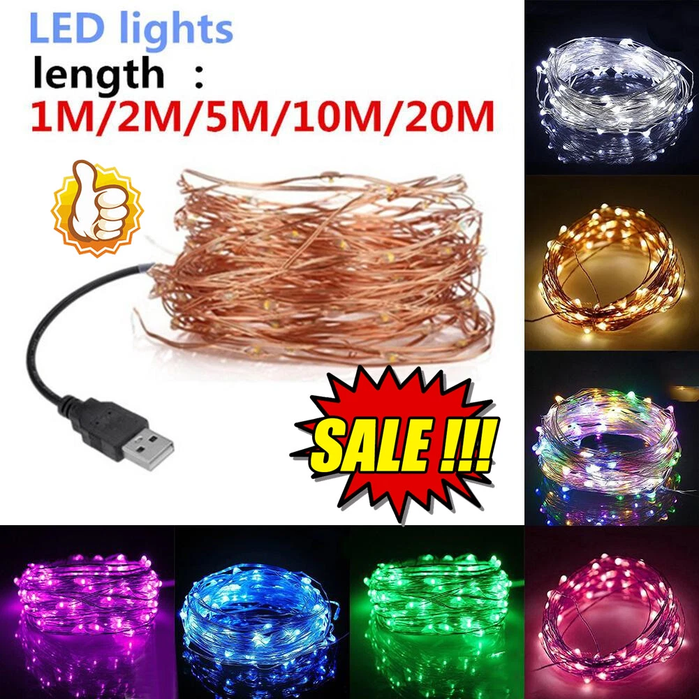 USB LED String Lights Outdoor Waterproof Fairy Garland Lamp Decor
