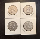 Lot of 4 1954 Franklin Half Dollars 90% silver, D And P Circulated Ungraded
