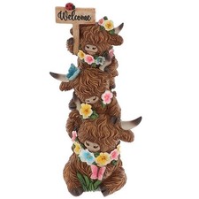 Shudehill Giftware Garden Welcome Trio of Highland Cows Indoor/Outdoor Ornament