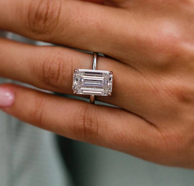 Laborgefertigter Diamant 8,0 kt Smaragdschliff Testpass VVS1/D Verlobungsring