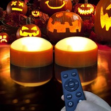 2 Pack Halloween Pumpkin Lights with Timer Jack O Lantern Lights