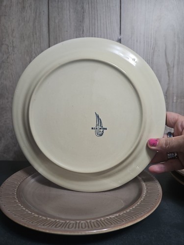 RED WING POTTERY Adobe stone brown beige DINNER PLATES, 10", Set of 4, VTG #2 - Picture 12 of 19