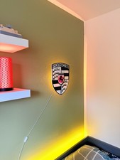 Big Porsche Logo With Led Backlight Black And White With Soft Backlight