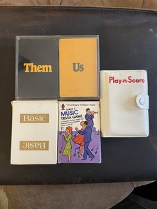 Vintage Cards & 1984 Music Trivia Card Game Lot of 4, All Complete, Some Sealed