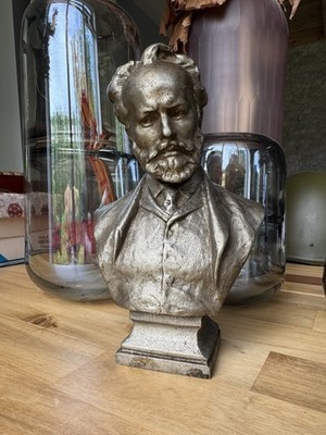 Pyotr Ilyich Tchaikovsky  vintage figurine/bust/statue, metal, 1962