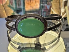 Vint John Atencio Cuff Bracelet 925 Sterling Silver Green Turquoise ATI Mexico