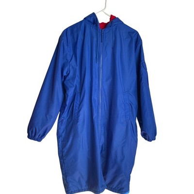 Adoretex Adult Athletic Swim Parka Size XS Blue Fleece Lined Hooded Deck Coat