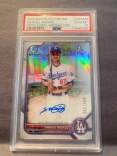 2022 Bowman Chrome - Pros. Autographs Samuel Munoz #CPA-SM Refractor /499 PSA 10