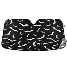 Black Car Windshield Sun Shade Happy Halloween Car Sun Visor 55 x 28 inch Bat
