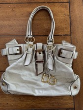 Dolce & Gabbana Metallic Gold Leather Buckle Satchel Shoulder Bag. Authentic