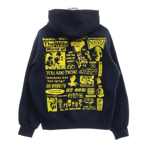 Sweat à capuche SUPREME 24AW sauvage brodé sweat à capuche pull bleu marine authentique