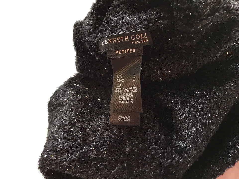 Nuevo con etiquetas Suéter Kenneth Cole Y2K Negro Brillo Difuso Talla PL Bruja Gótico Acogedor Glam Foto 3 de 4