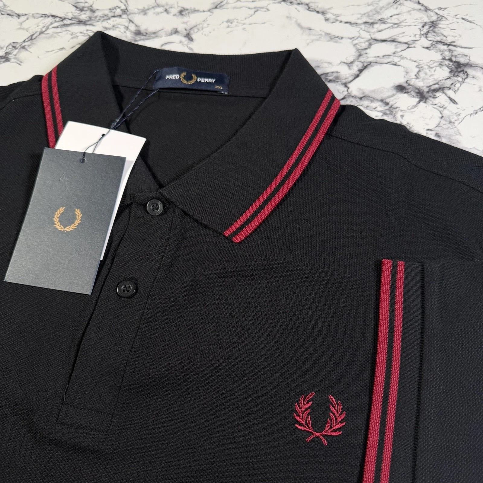 FRED PERRY Mens Black Twin Tipped Polo Shirt SIZE 2XL XXL M3600 Y42 BNWT
Opens in a new window or ta