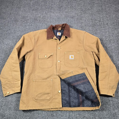#ad #ad Vintage Carhartt C001 Brn Jacket Mens Large Brown Barn Coat Chore Blanket Lined $125.99