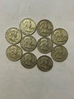 1960 - 1963 90% Silver Franklin Half Dollars Lot Of 10.