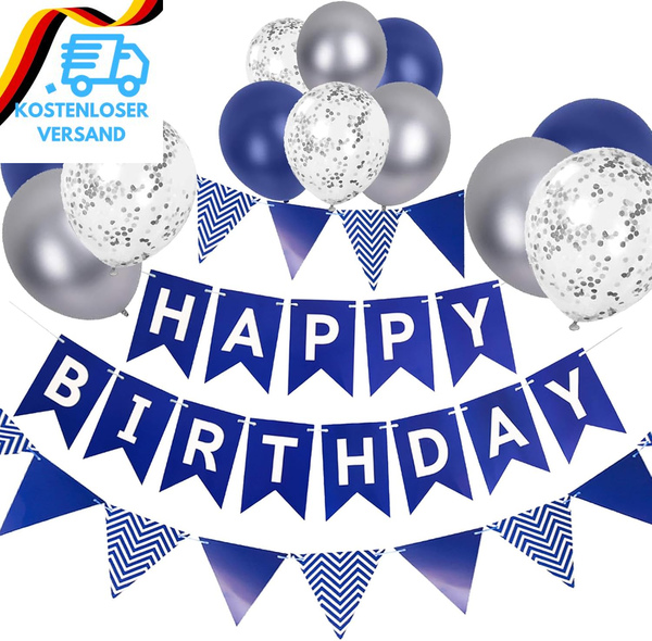 Luftballons Geburtstag Dekoration Set, Marineblau Geburtstagsdeko Happy Birthday-image