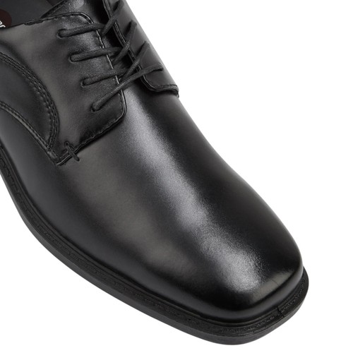 Mens Hush Puppies Heathcote Extra Wide Leather Work Black Lace Up Shoes - Picture 4 of 6