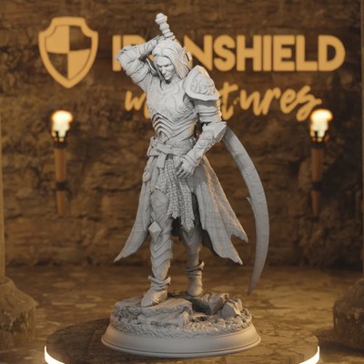 Drow Moon Paladin - Relethyr D&D 3D Printed Resin Miniature Tabletop RPG Figure
