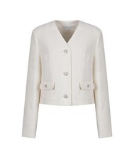 New White Ivory Pocket Tweed Jacket, Evening Jacket Size XS
